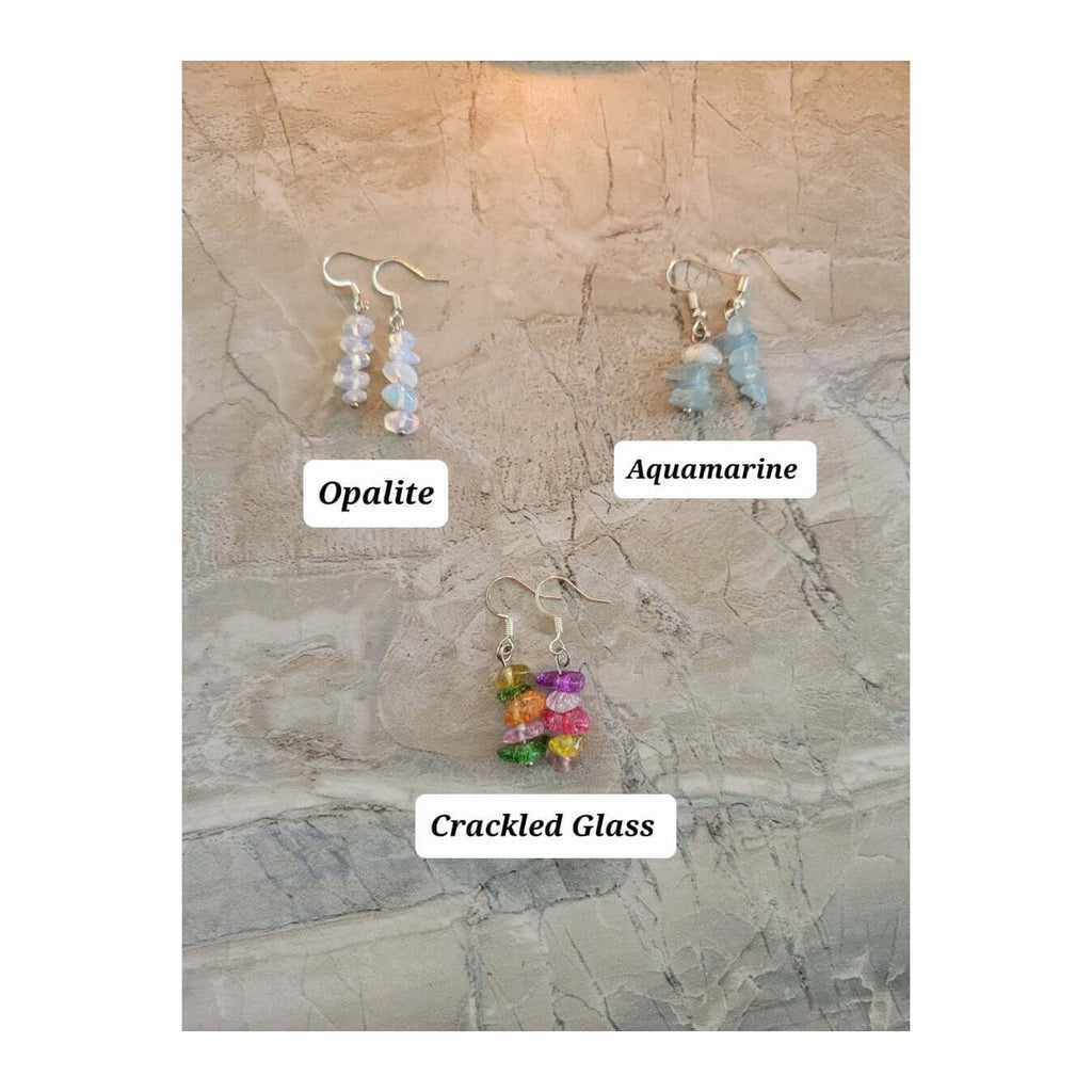 Crystal Earrings ,Stacked Stone Drop Earrings Bohemian Style Dangle Earrings , Jewelry, Healing Crystal Energy -