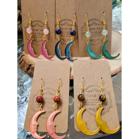 Crystal Earrings ,Stacked Stone Drop Earrings |Charm and Crystal Earrings ,Witch Jewelry, Healing Crystal Energy -