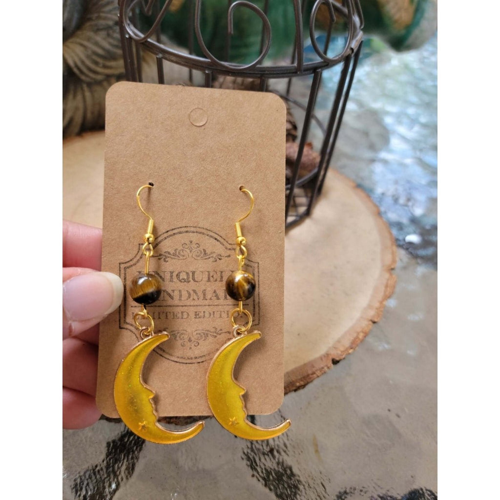 Crystal Earrings ,Stacked Stone Drop Earrings |Charm and Crystal Earrings ,Witch Jewelry, Healing Crystal Energy -