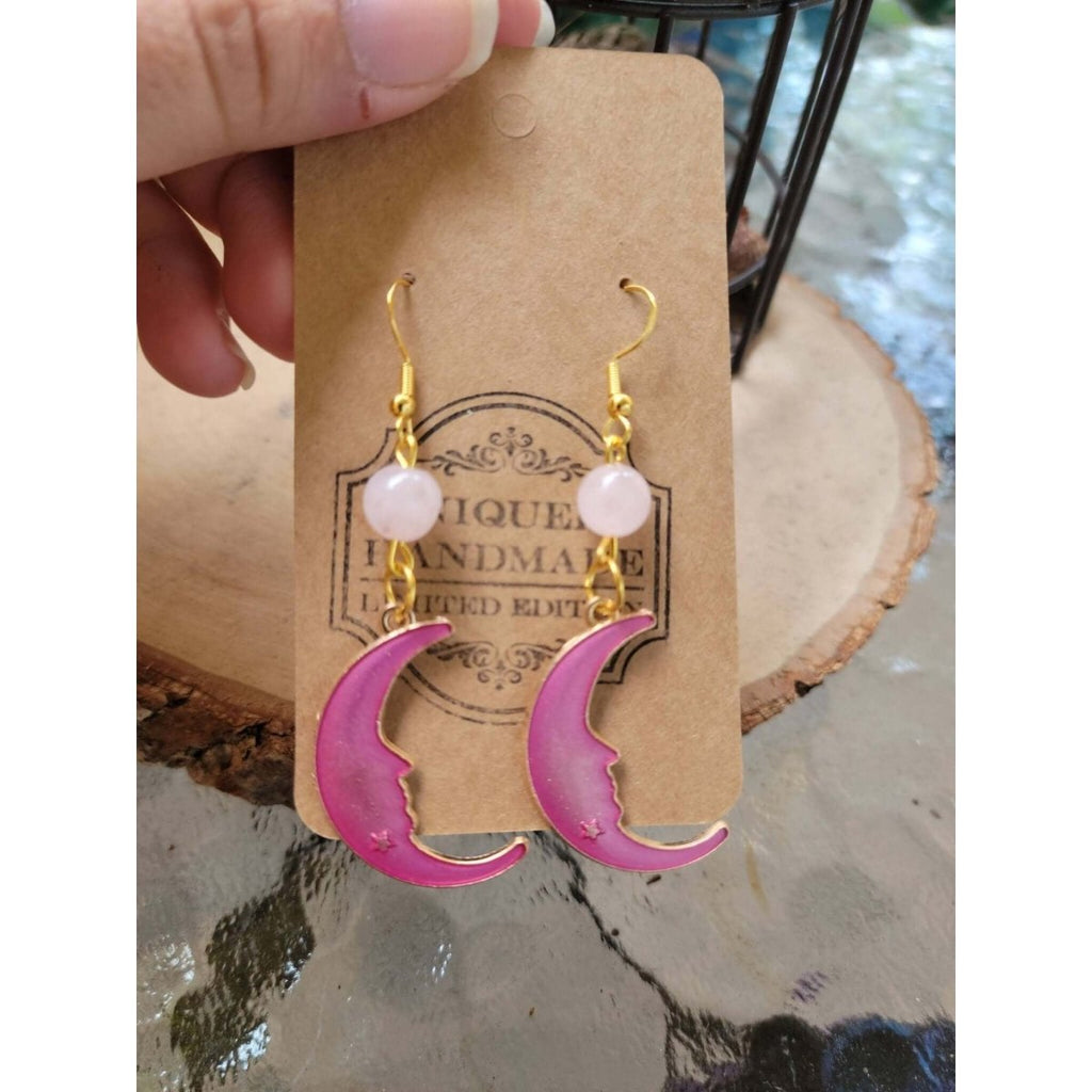 Crystal Earrings ,Stacked Stone Drop Earrings |Charm and Crystal Earrings ,Witch Jewelry, Healing Crystal Energy -