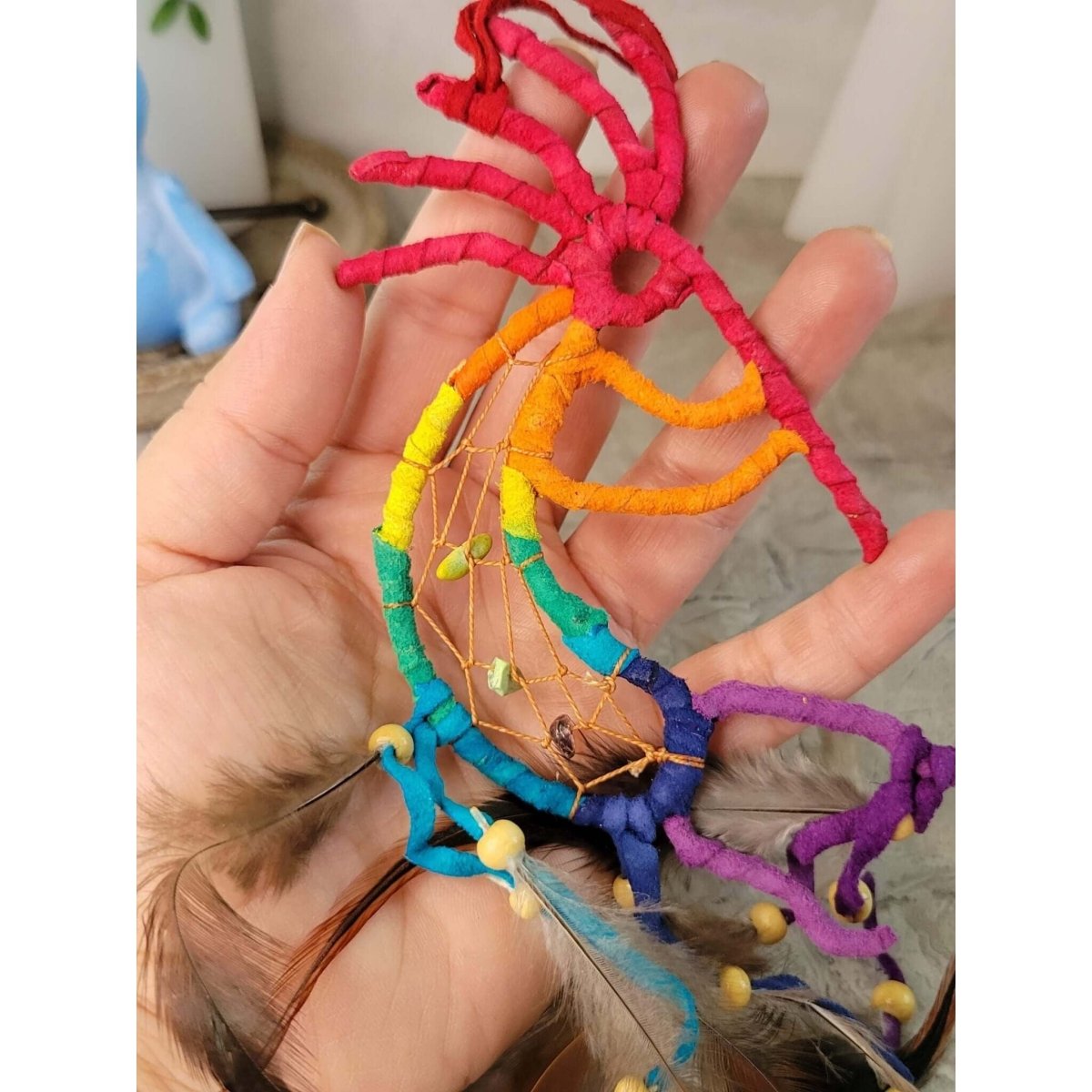 Dancing Kokopelli Multi-Colored Dreamcatcher With Beads -Decor