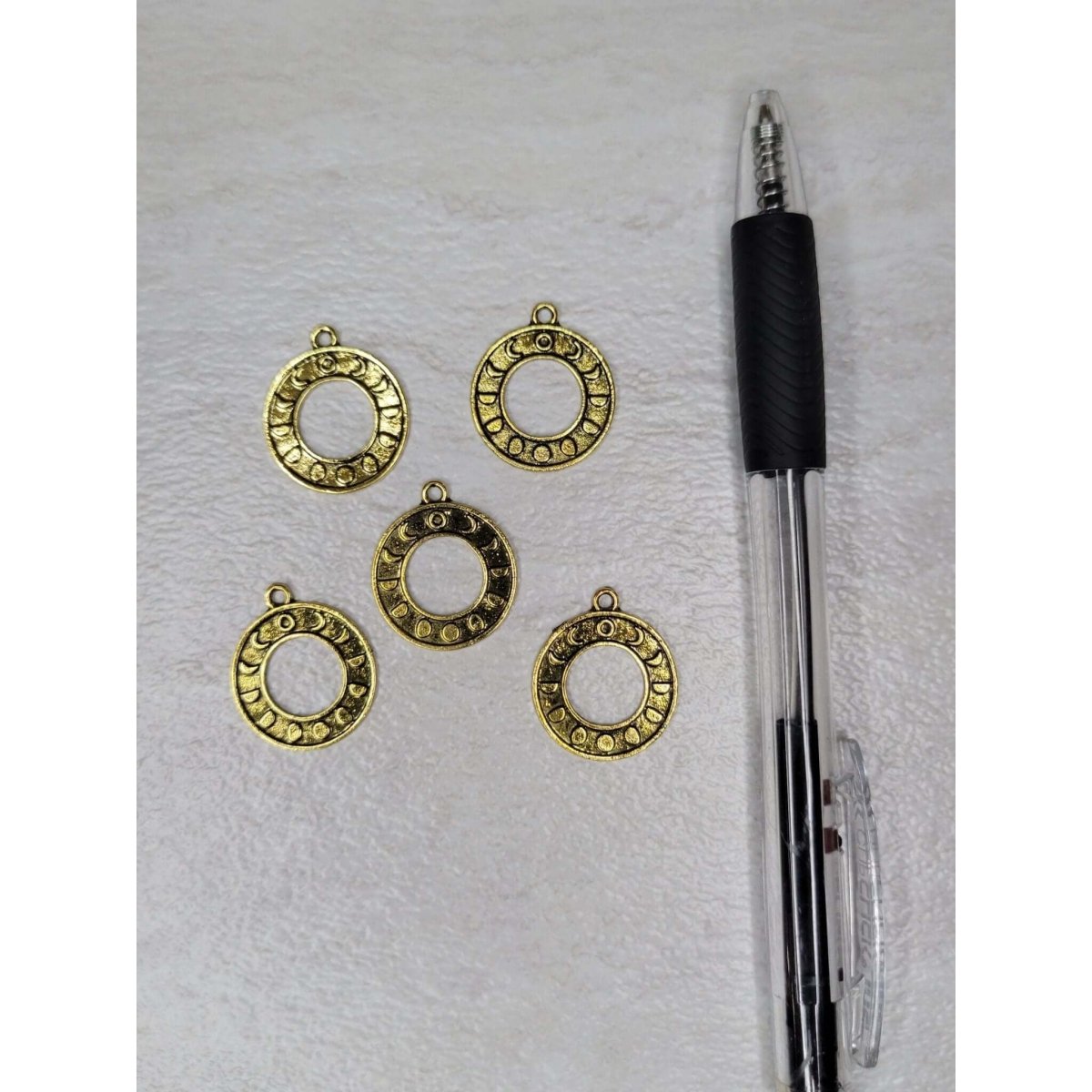 Donut with Moon Phase Charm Antique Golden Color -Charms & Pendants