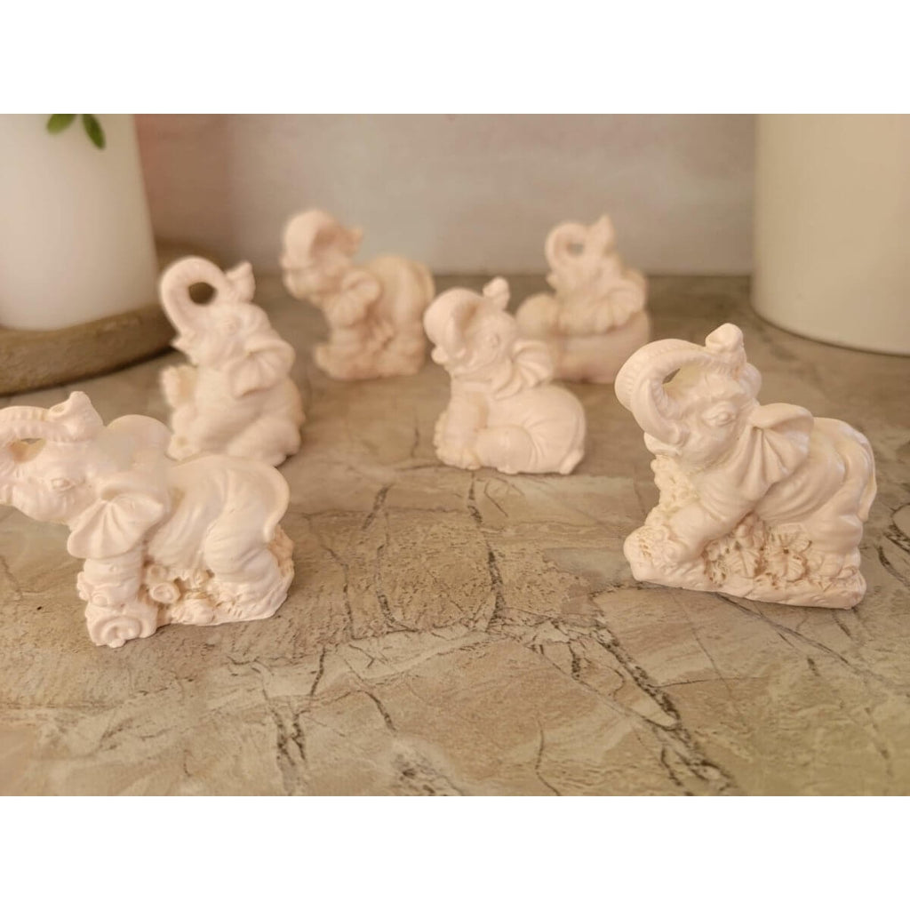 Elephant Mini Statues ,Beautiful Gift Set (Set of 6 Figurines), Mini Elephants -
