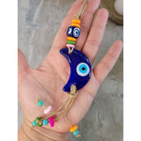 Evil Eye Talisman Hemp Rope w/ Beads Crescent Moon -Decor