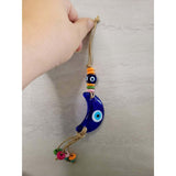 Evil Eye Talisman Hemp Rope w/ Beads Crescent Moon -Decor