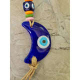 Evil Eye Talisman Hemp Rope w/ Beads Crescent Moon -Decor
