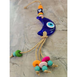 Evil Eye Talisman Hemp Rope w/ Beads Crescent Moon -Decor