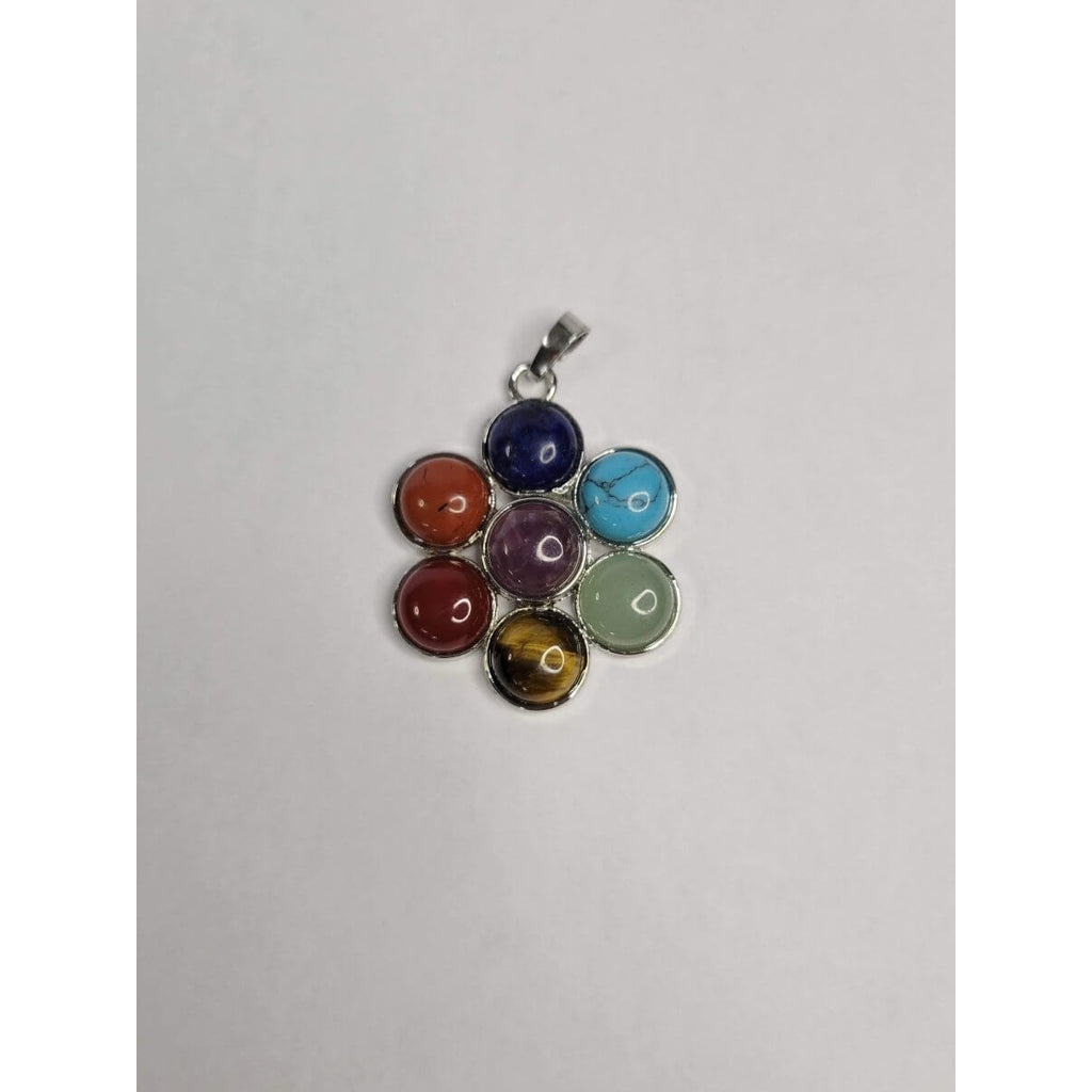Flower Brass Gemstone Pendants, Chakra Jewelry -