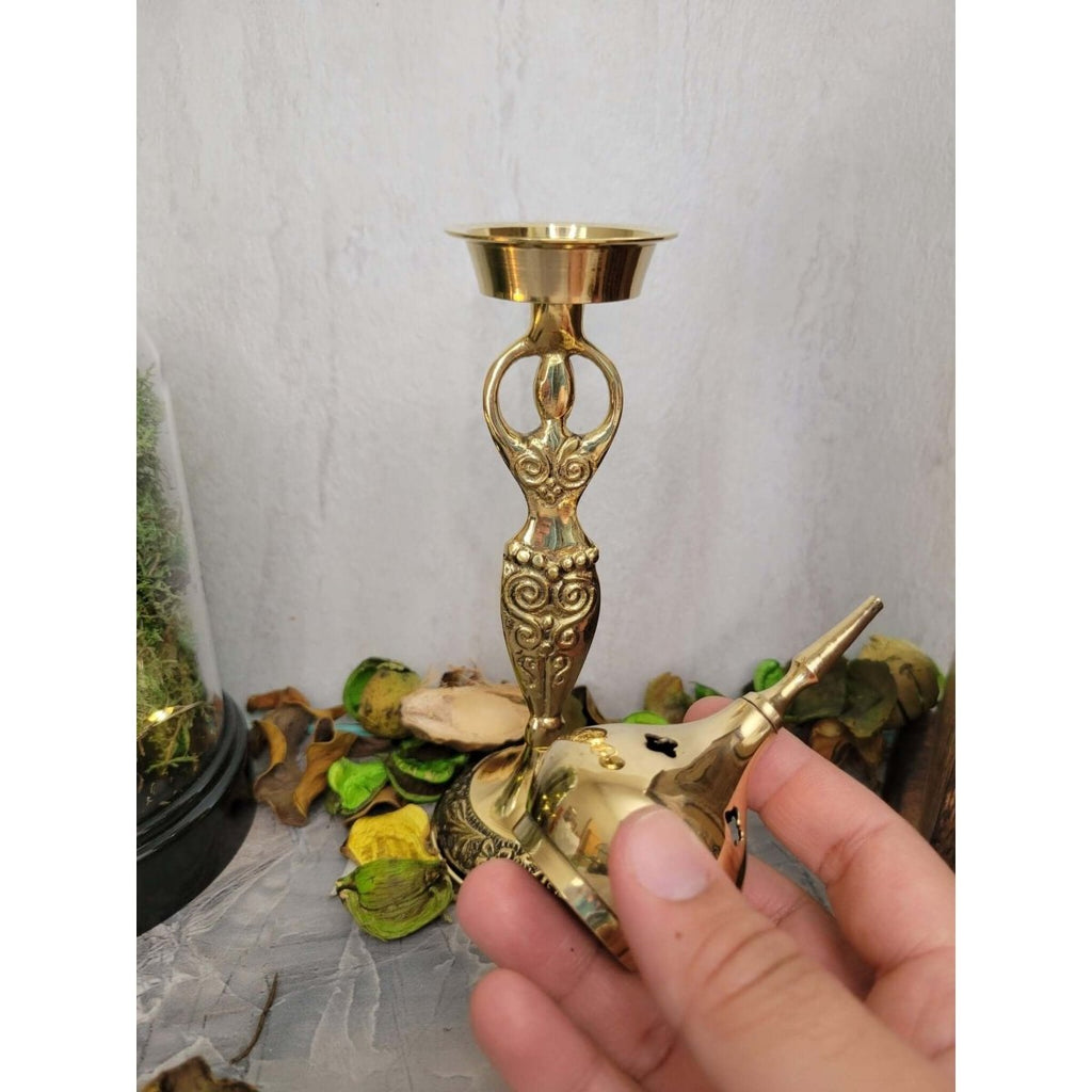 Goddess Brass cone Burner /ALTAR GODDESS STATUE -Incense Holders