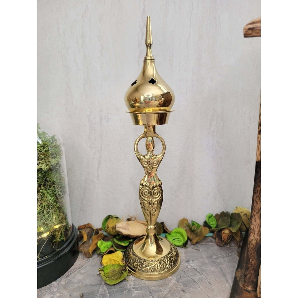 Goddess Brass cone Burner /ALTAR GODDESS STATUE -Incense Holders