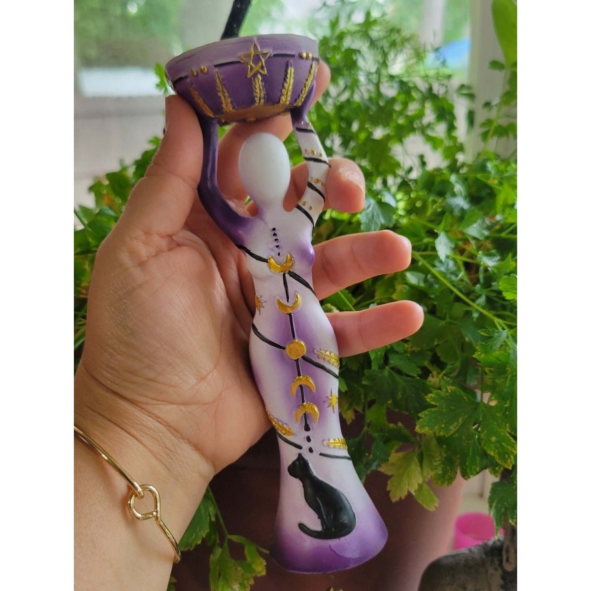 Goddess Candle Holder /Polyresin T-Light Holder Moon Goddess/Altar Decoration -Candle Holders