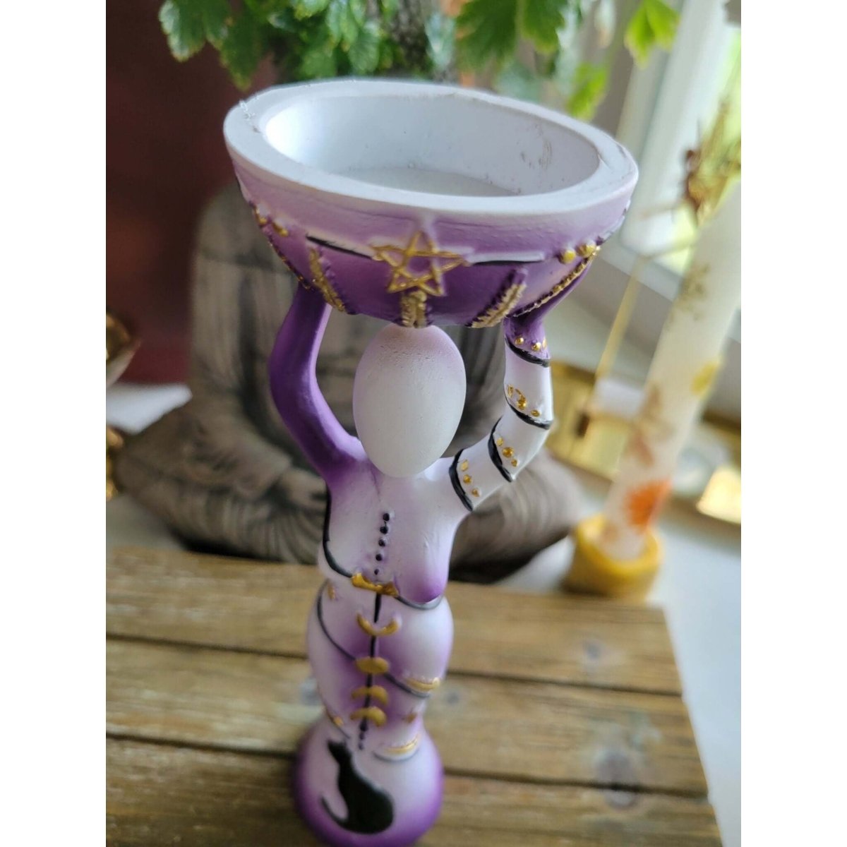 Goddess Candle Holder /Polyresin T-Light Holder Moon Goddess/Altar Decoration -Candle Holders