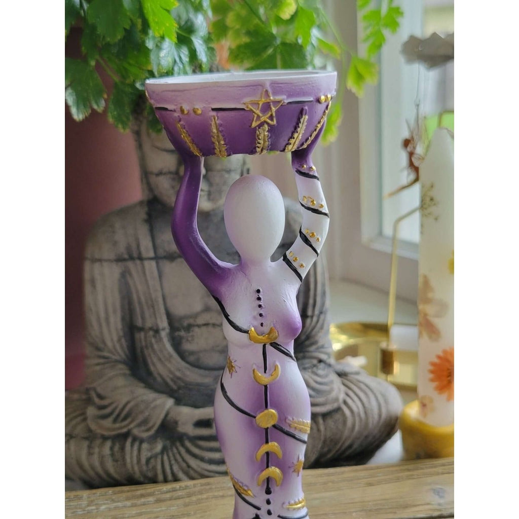 Goddess Candle Holder /Polyresin T-Light Holder Moon Goddess/Altar Decoration -Candle Holders
