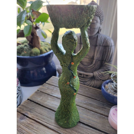 Goddess Candle Holder /Polyresin T-Light Holder Nurturing Goddess/Altar Decoration -