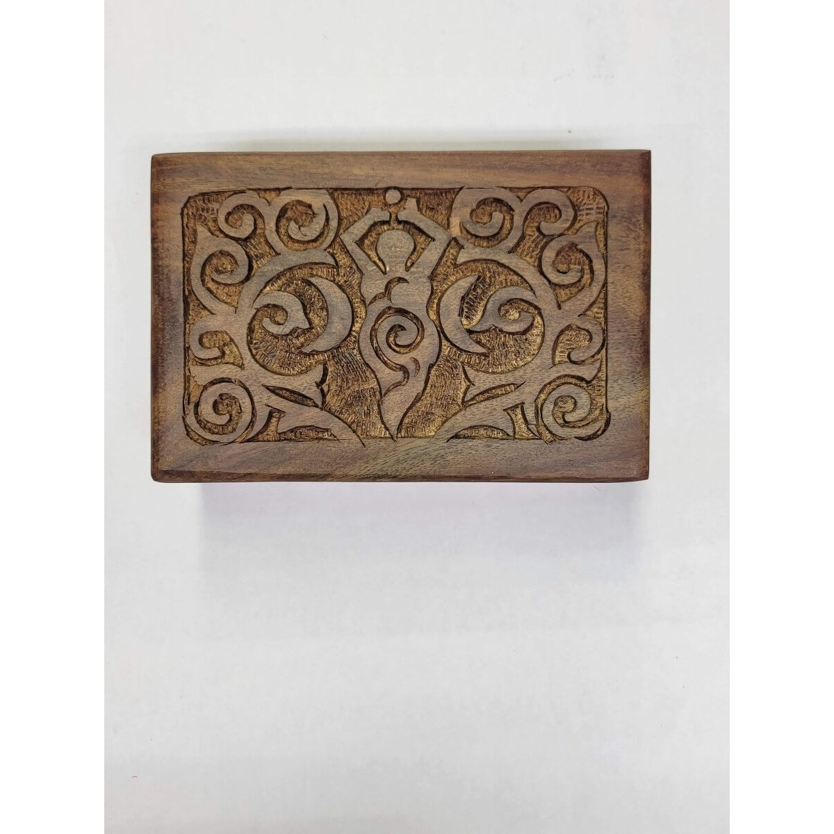 Goddess of Earth Wooden Carved 4x6" Box/ Crystal Storage Box/ Altar Decoration -