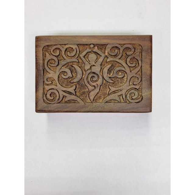 Goddess of Earth Wooden Carved 4x6" Box/ Crystal Storage Box/ Altar Decoration -