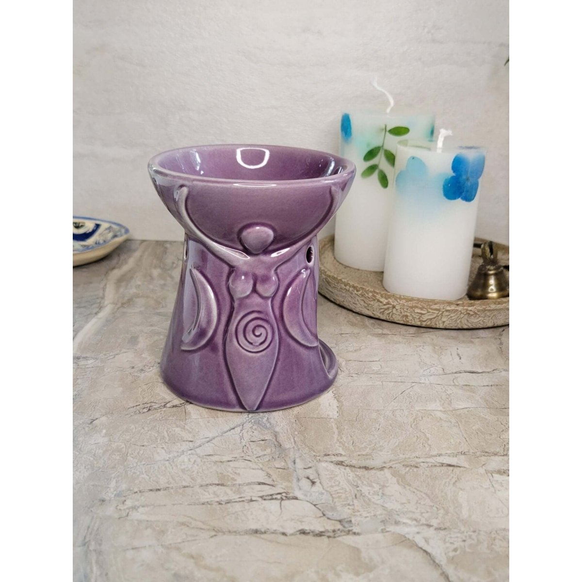Goddess Oil Burner , Wax Warmer, Metaphysical Decor, Handmade Ceramic -Candle & Oil Warmers