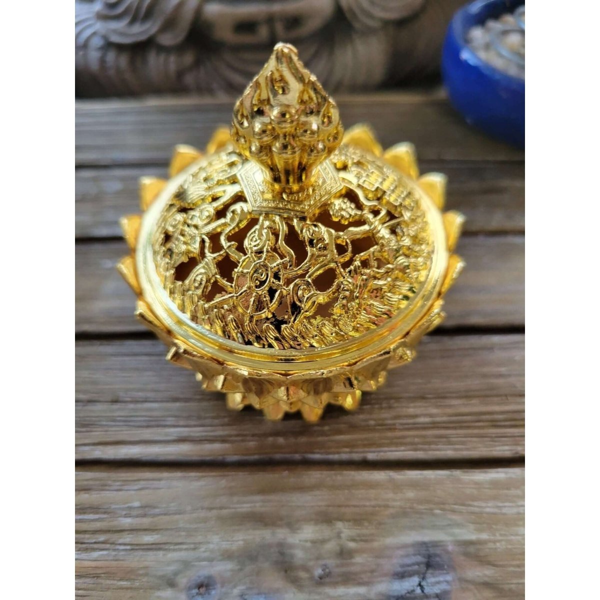 Gold Color !Small Lotus Incense Holder, Brass Metal Incense Burner -