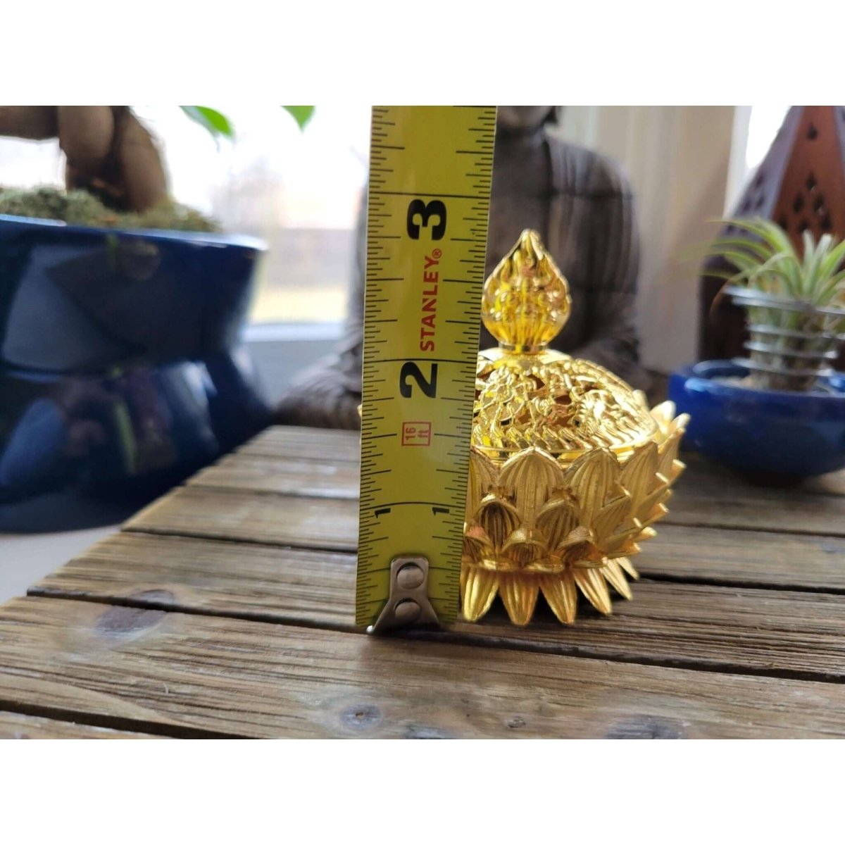 Gold Color !Small Lotus Incense Holder, Brass Metal Incense Burner -