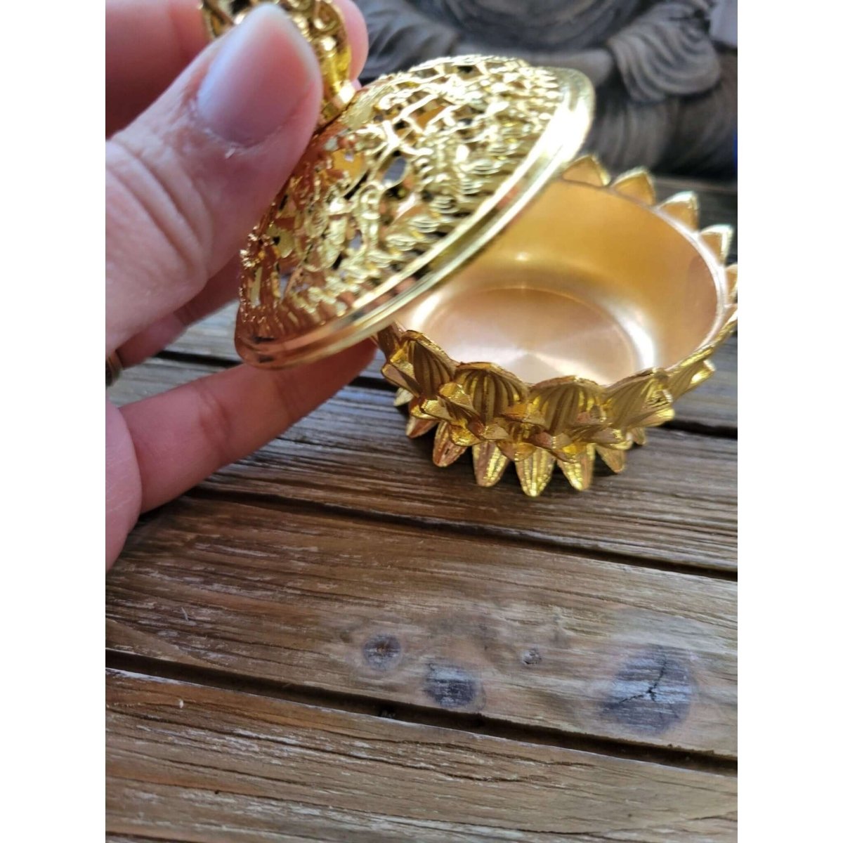 Gold Color !Small Lotus Incense Holder, Brass Metal Incense Burner -