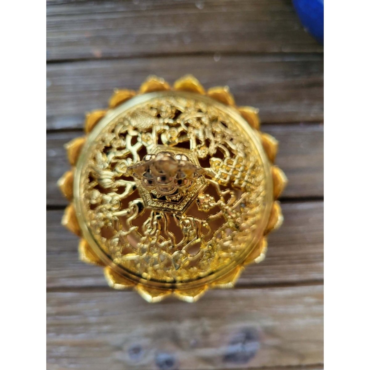 Gold Color !Small Lotus Incense Holder, Brass Metal Incense Burner -
