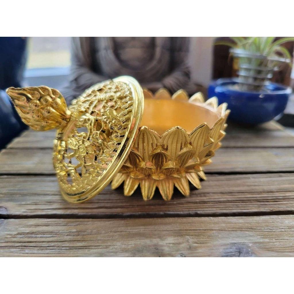 Gold Color !Small Lotus Incense Holder, Brass Metal Incense Burner -
