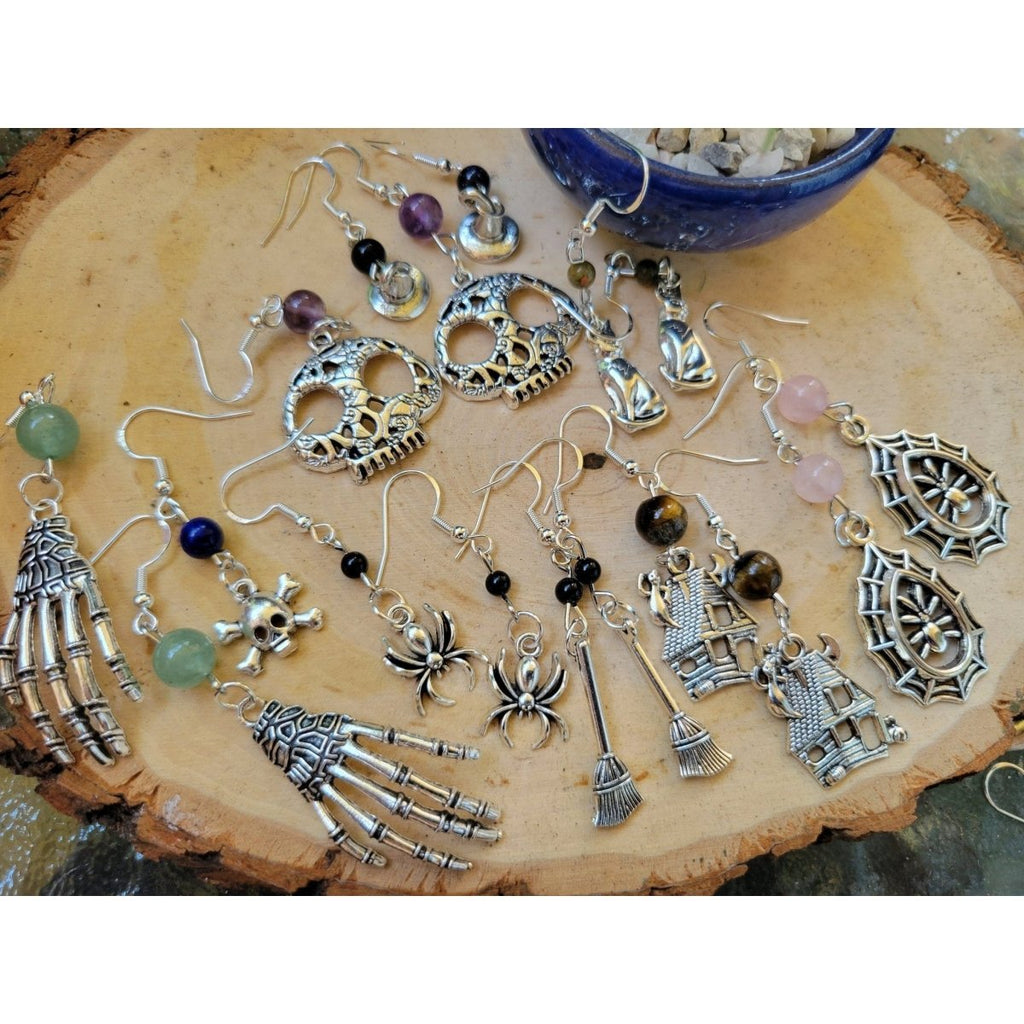 Halloween Crystal Earrings/ Witch Earrings/ Gemstones Earrings -