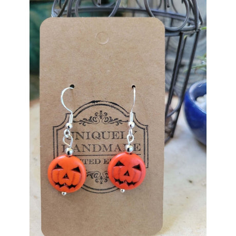 Halloween Pumpkin Earrings/ Howlite earrings -