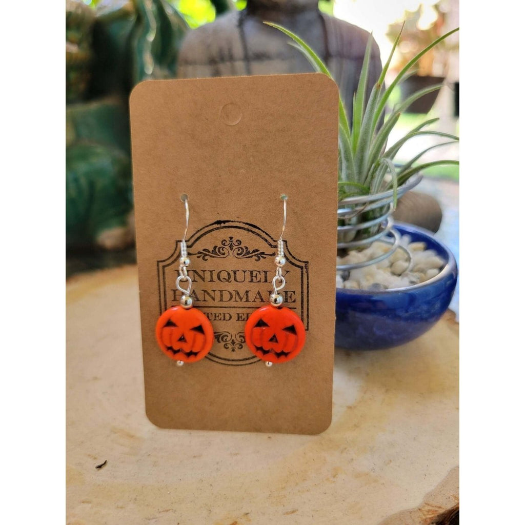 Halloween Pumpkin Earrings/ Howlite earrings -