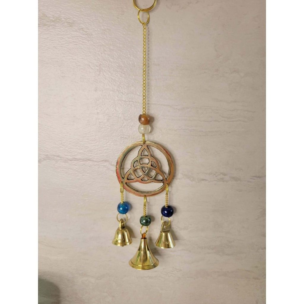 Handmade Brass Wind Chime with bells Triquetra Witch Bells -Wind Chimes