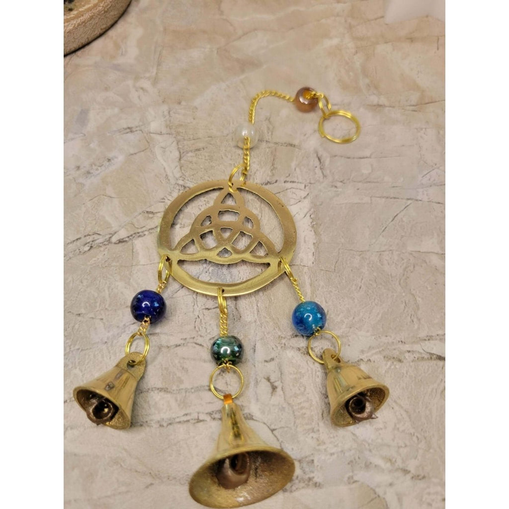 Handmade Brass Wind Chime with bells Triquetra Witch Bells -Wind Chimes