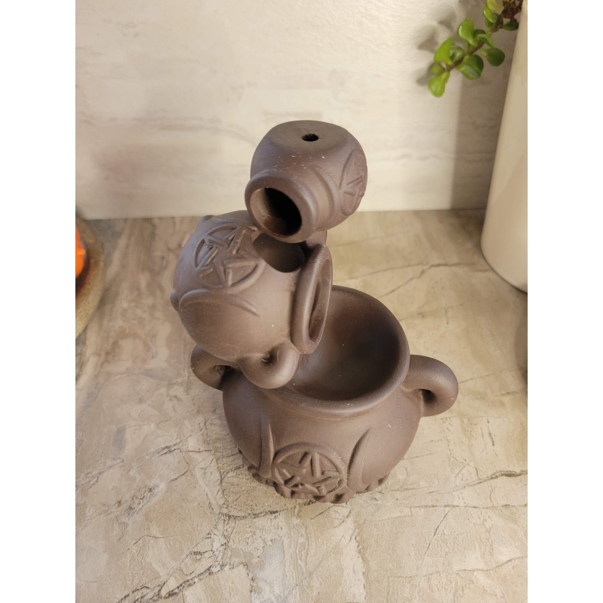 Handmade ceramic cauldron Triple Moon Back Flow Incense Burner for Meditation, altar decoration -