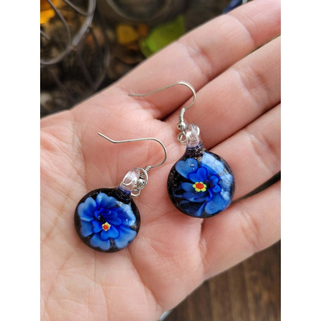 Handmade Lampwork Earring/ Flower earrings -
