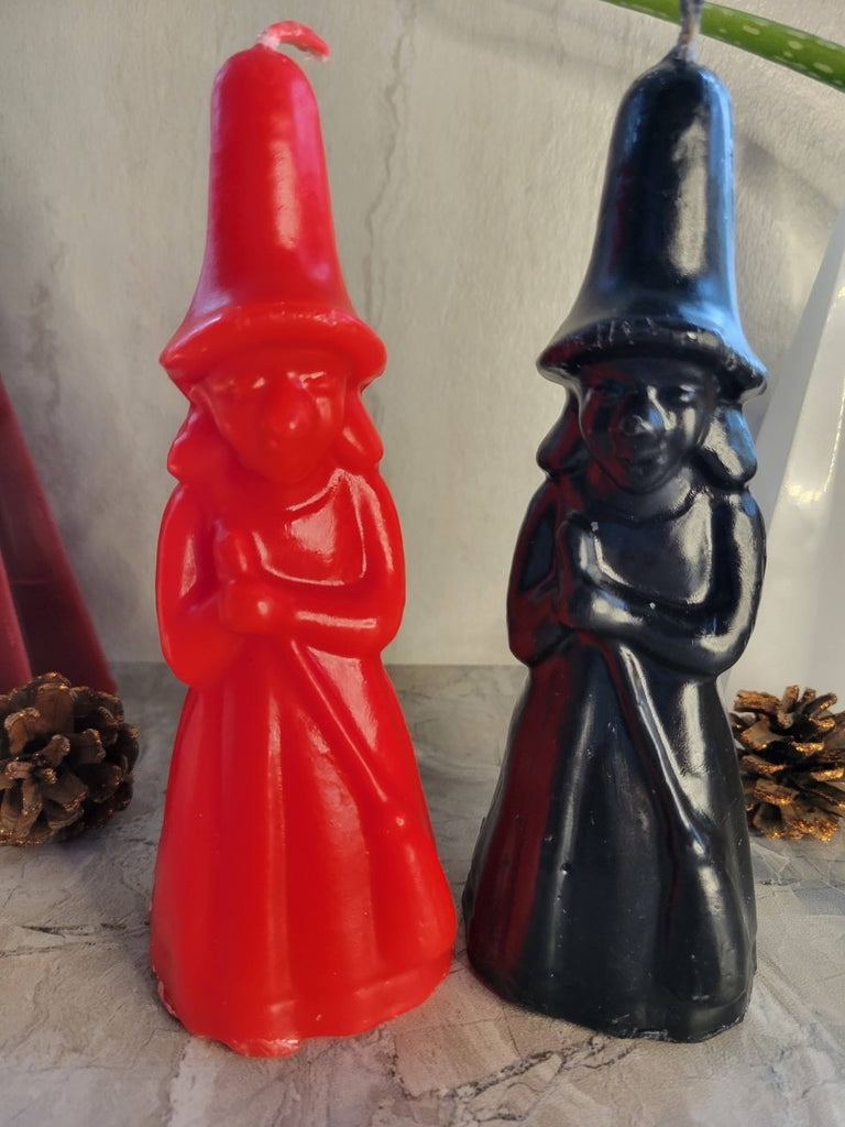 Handmade Witch figurine Candle, Black candle witchy candle Red Witch Candle -Candles