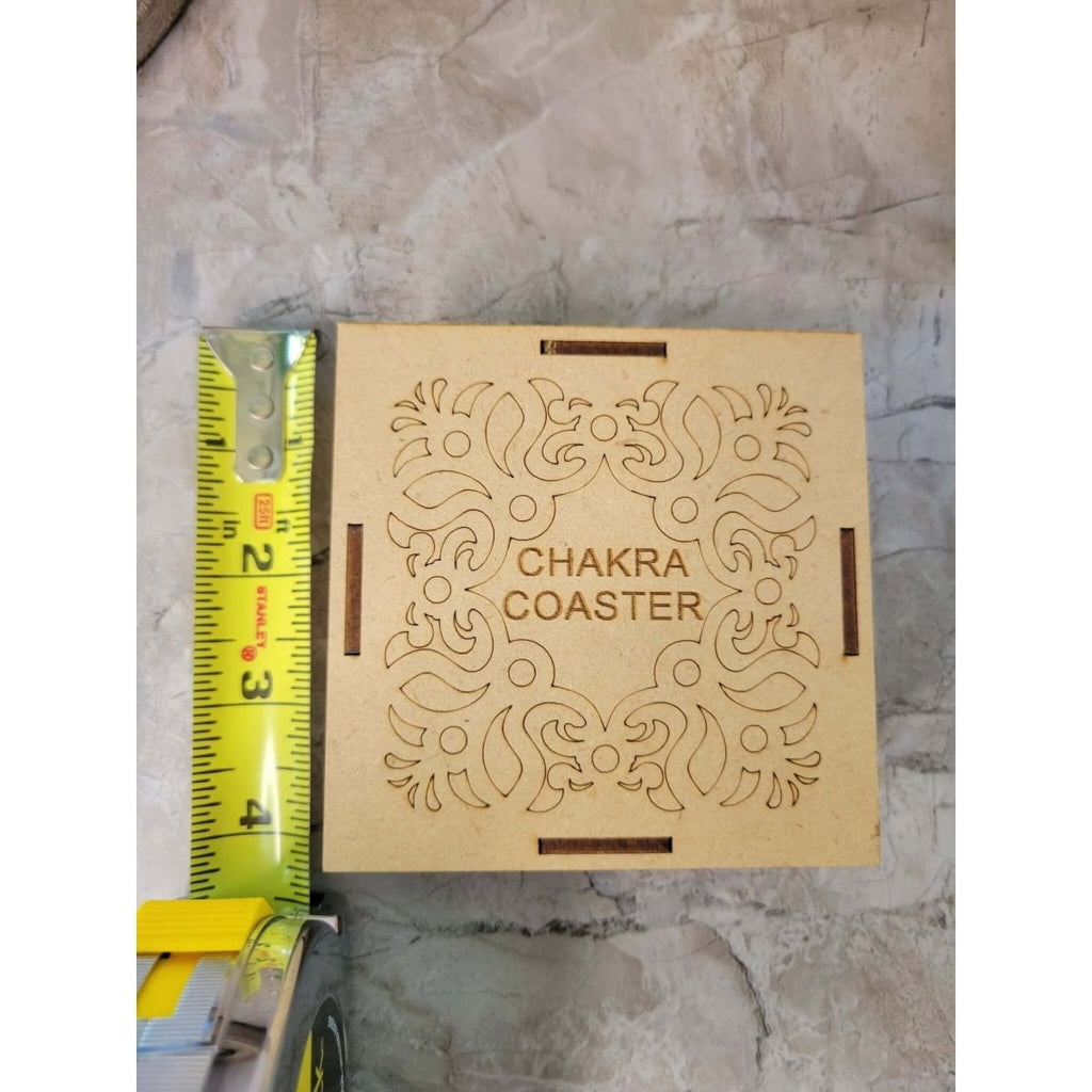 Handmade Wooden Seven Chakra Coaster/Altar Tile 3" Set of 7 Pc -Coasters