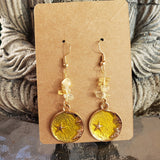 Crystal Earrings ,Stacked Stone Drop Earrings |Charm and Crystal Moon Earrings ,Witch Jewelry, Crystal Energy