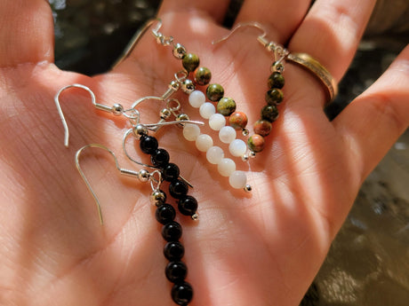 Crystal Earrings ,Stacked Stone  Drop Earrings | Bohemian Style Dangle Earrings , Jewelry, Crystal Energy