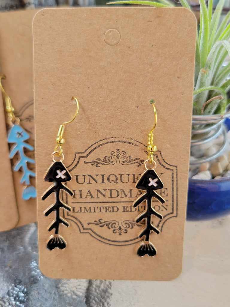 Fishbone Earrings Fish Skeleton Fish Charms Fish Bone Charms