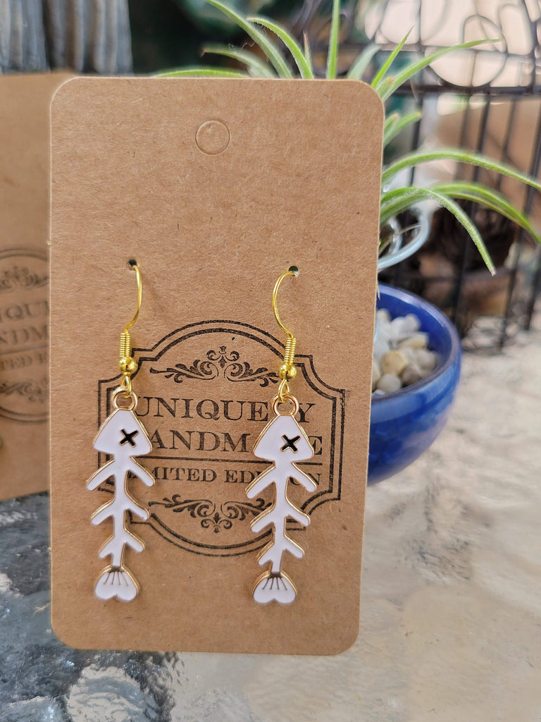 Fishbone Earrings Fish Skeleton Fish Charms Fish Bone Charms