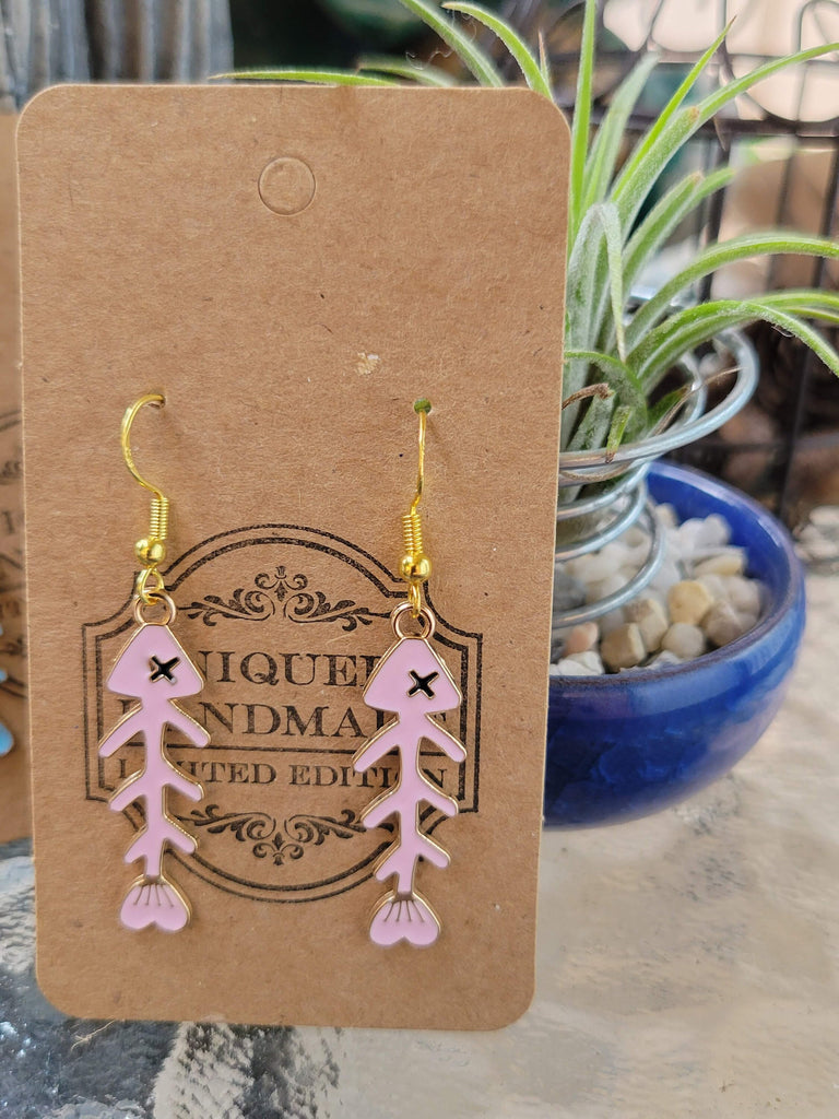 Fishbone Earrings Fish Skeleton Fish Charms Fish Bone Charms
