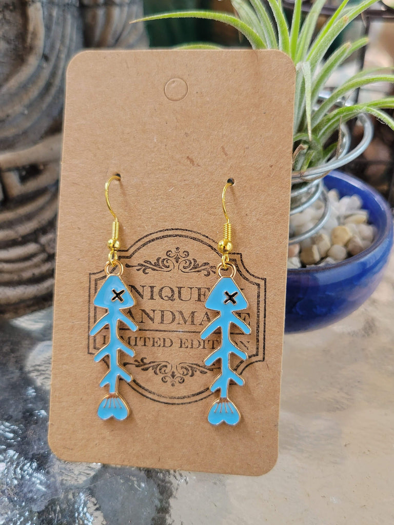 Fishbone Earrings Fish Skeleton Fish Charms Fish Bone Charms