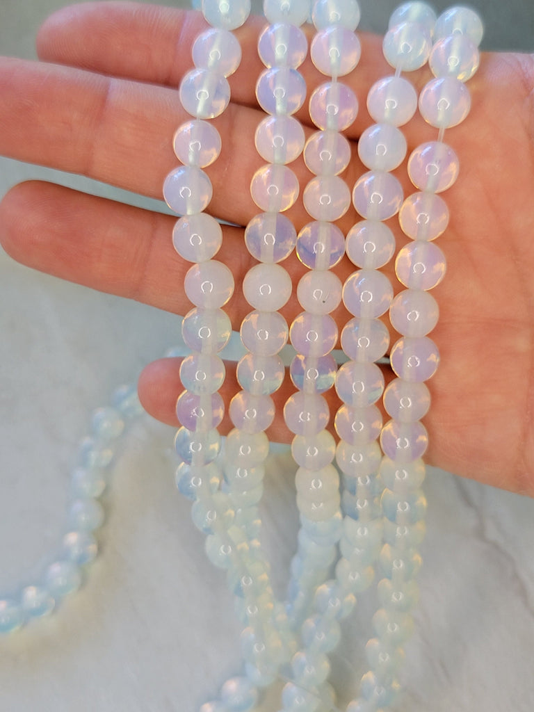 Opalite beads string, Opalite round beads 6mm 8mm  15.5" strand - My Magic Place Shop