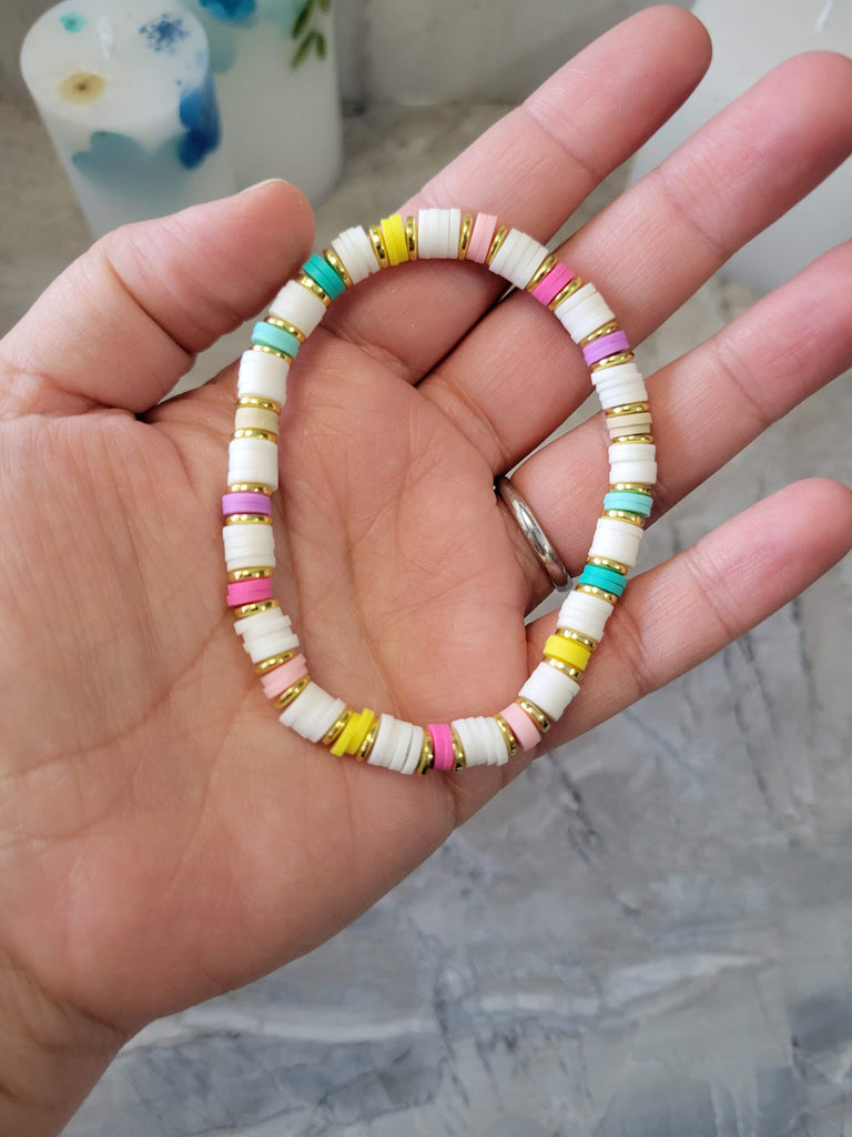 Polymer Clay & Disc Beads Stretch Bracelets Colorful Bracelets