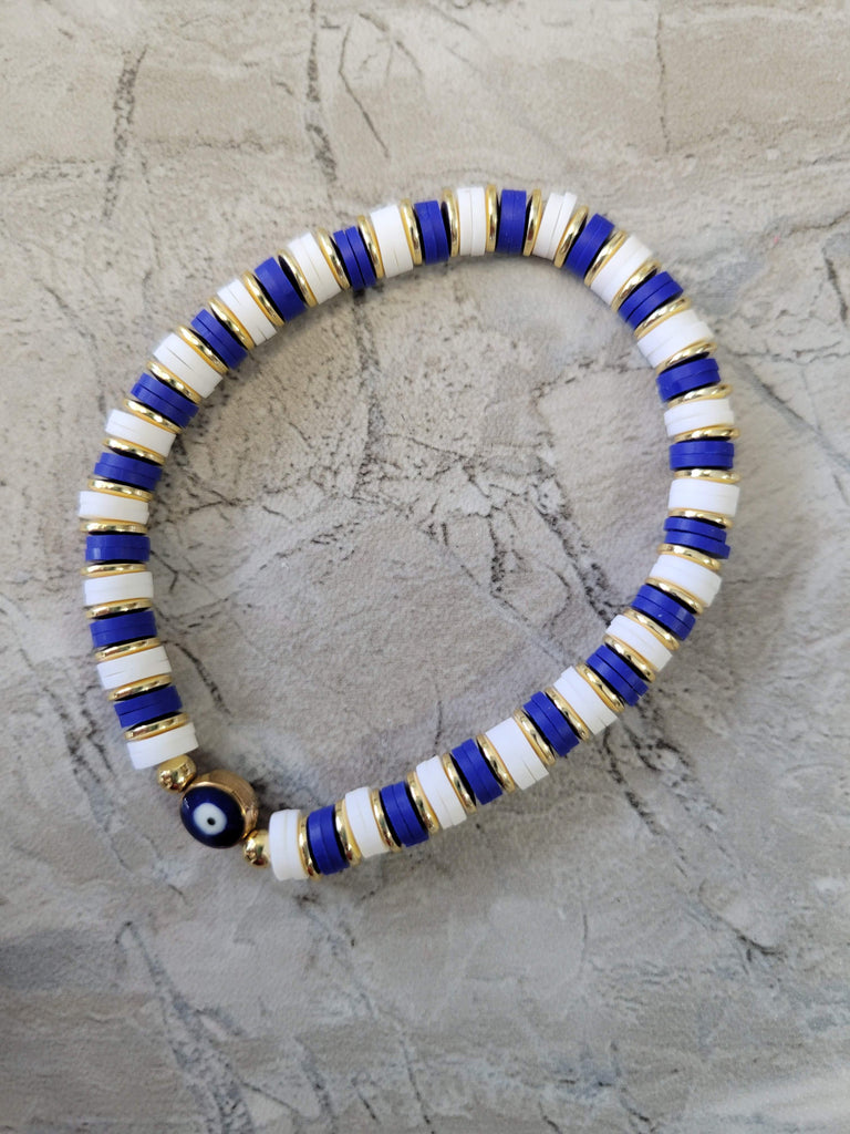 Evil Eye Bracelets Polymer Clay & Disc Beads Stretch Bracelets Colorful Bracelets