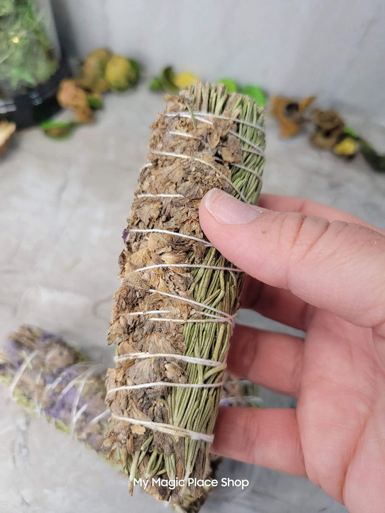 Lavender & Rosemary Smudge Stick - 4" Handmade Smudge Sticks