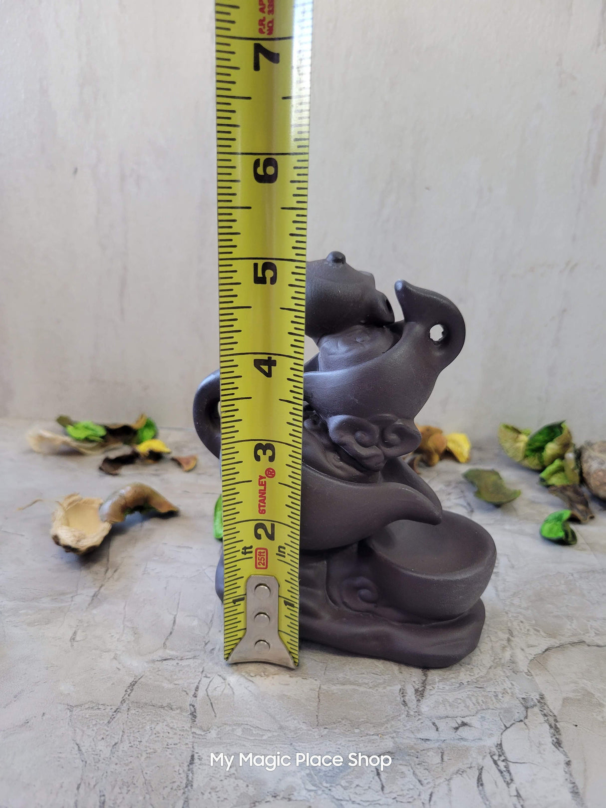Handmade ceramic Tea Pot back flow incense burner for meditation, altar decoration