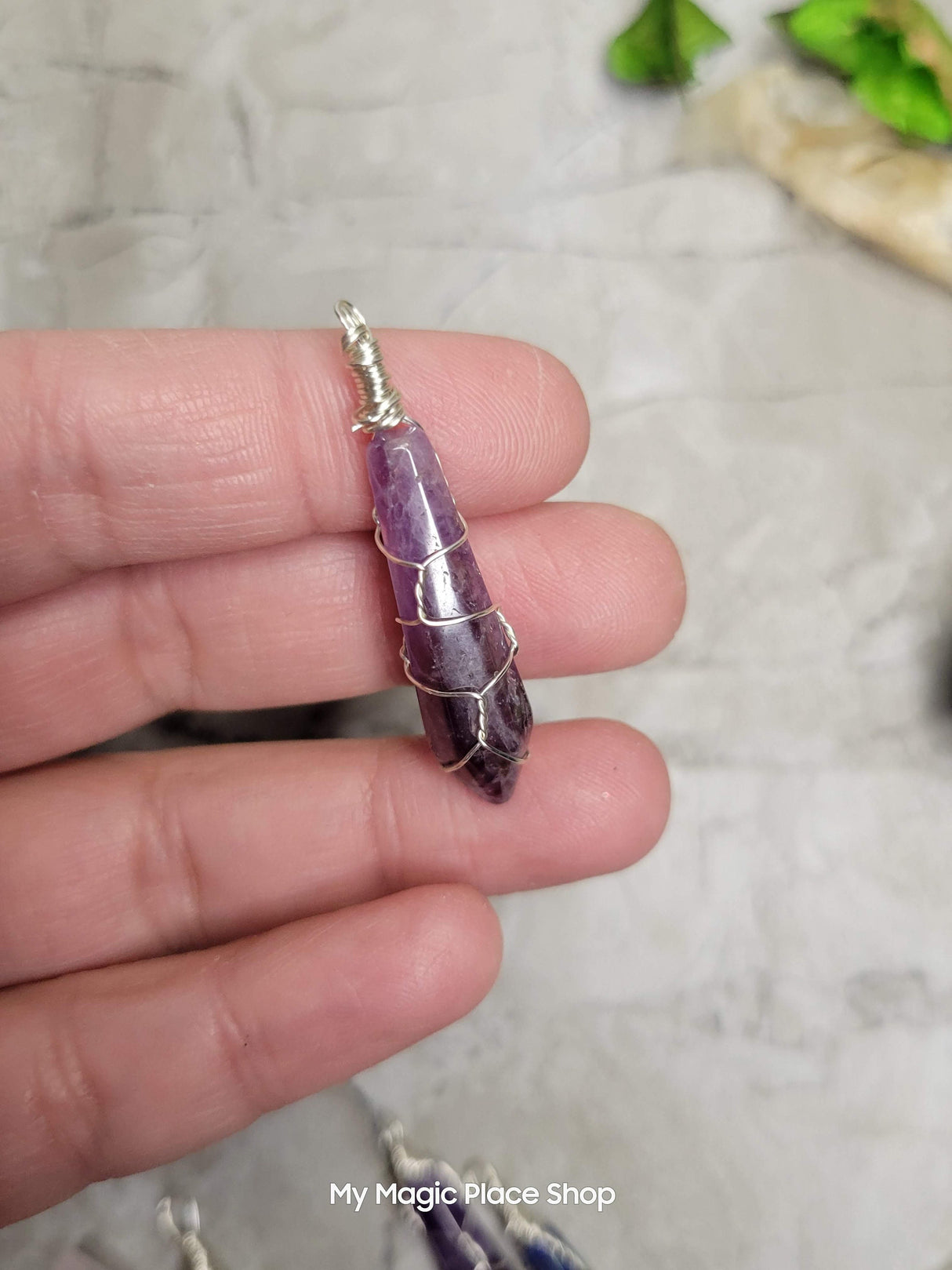 Natural Faceted Handmade  Wire Wrapped Natural Gemstone Pendants with Cord