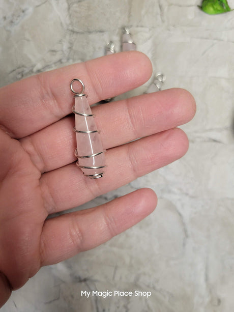 Teardrop Wire Wrapped Natural Gemstone Pendants with Cord