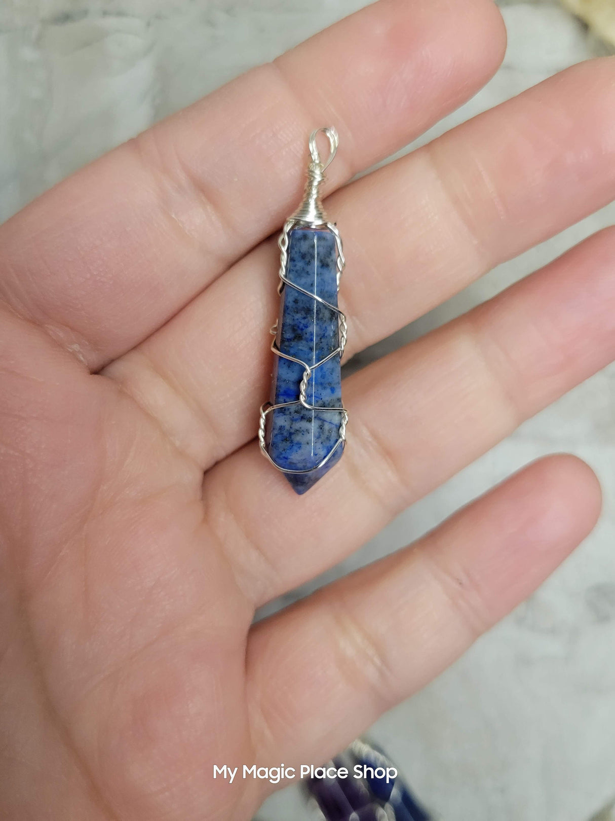Natural Faceted Handmade  Wire Wrapped Natural Gemstone Pendants with Cord