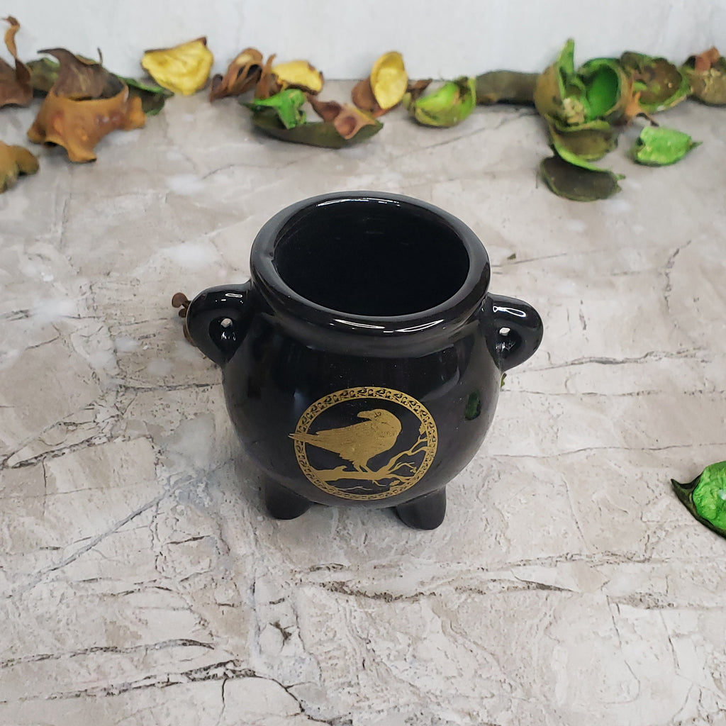 Mini Cauldron Burner Black Ceramic Cauldron  Altar Burner Incense Holder Small Cauldron